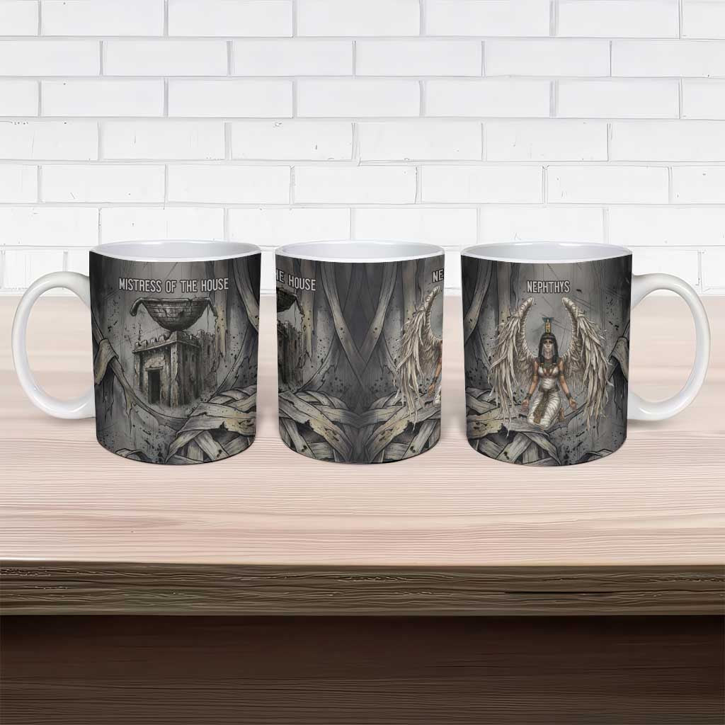 Nephthys Ceramic Mug Mistress of the House Egyptian Goddess Wings