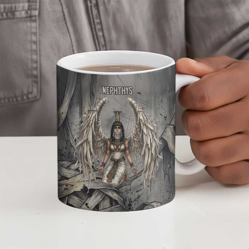 Nephthys Ceramic Mug Mistress of the House Egyptian Goddess Wings