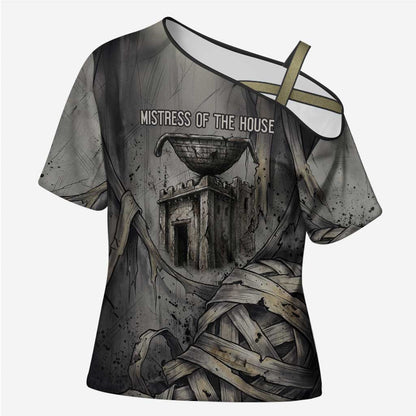 Nephthys Cross Shoulder Shirt Mistress of the House Egyptian Goddess Wings