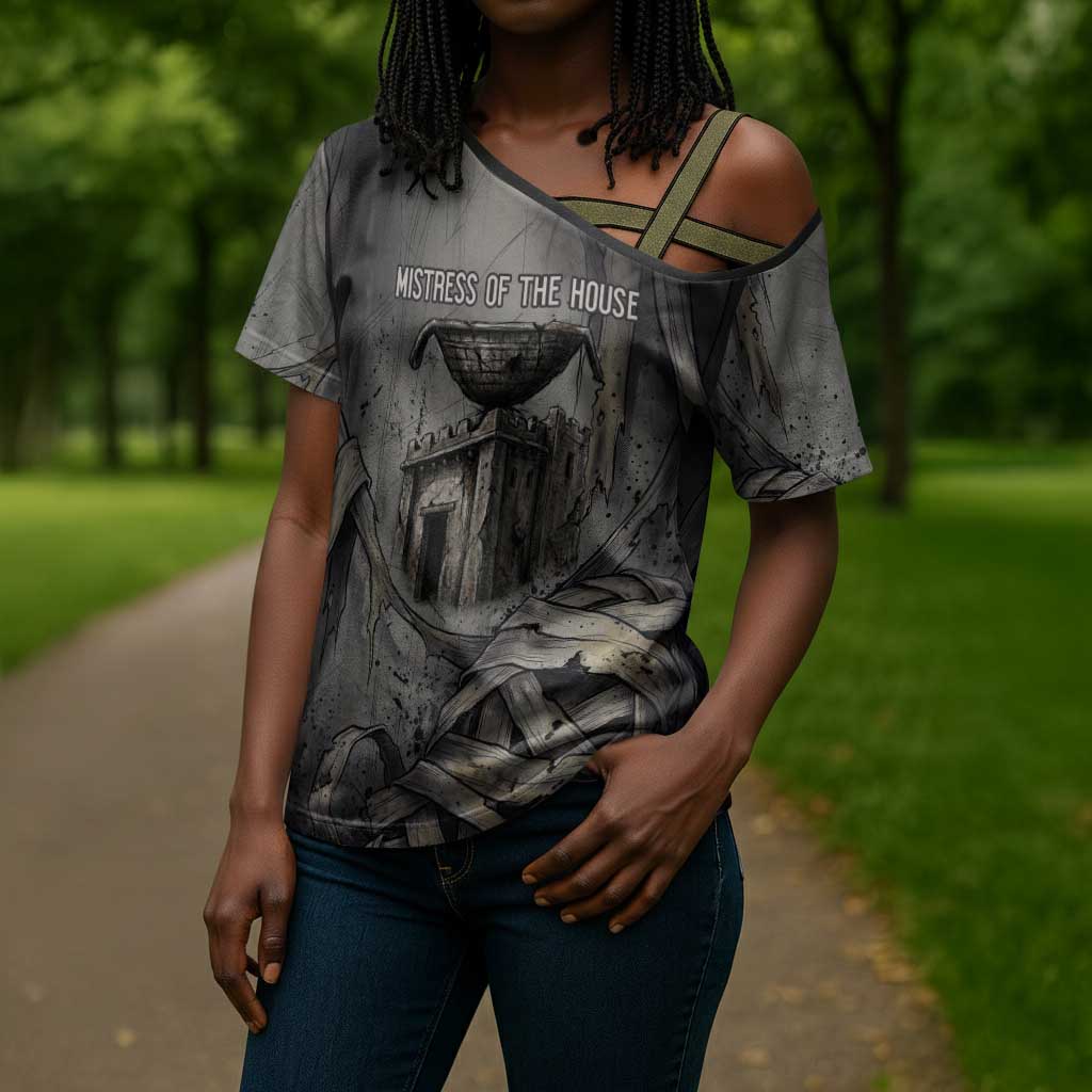 Nephthys Cross Shoulder Shirt Mistress of the House Egyptian Goddess Wings
