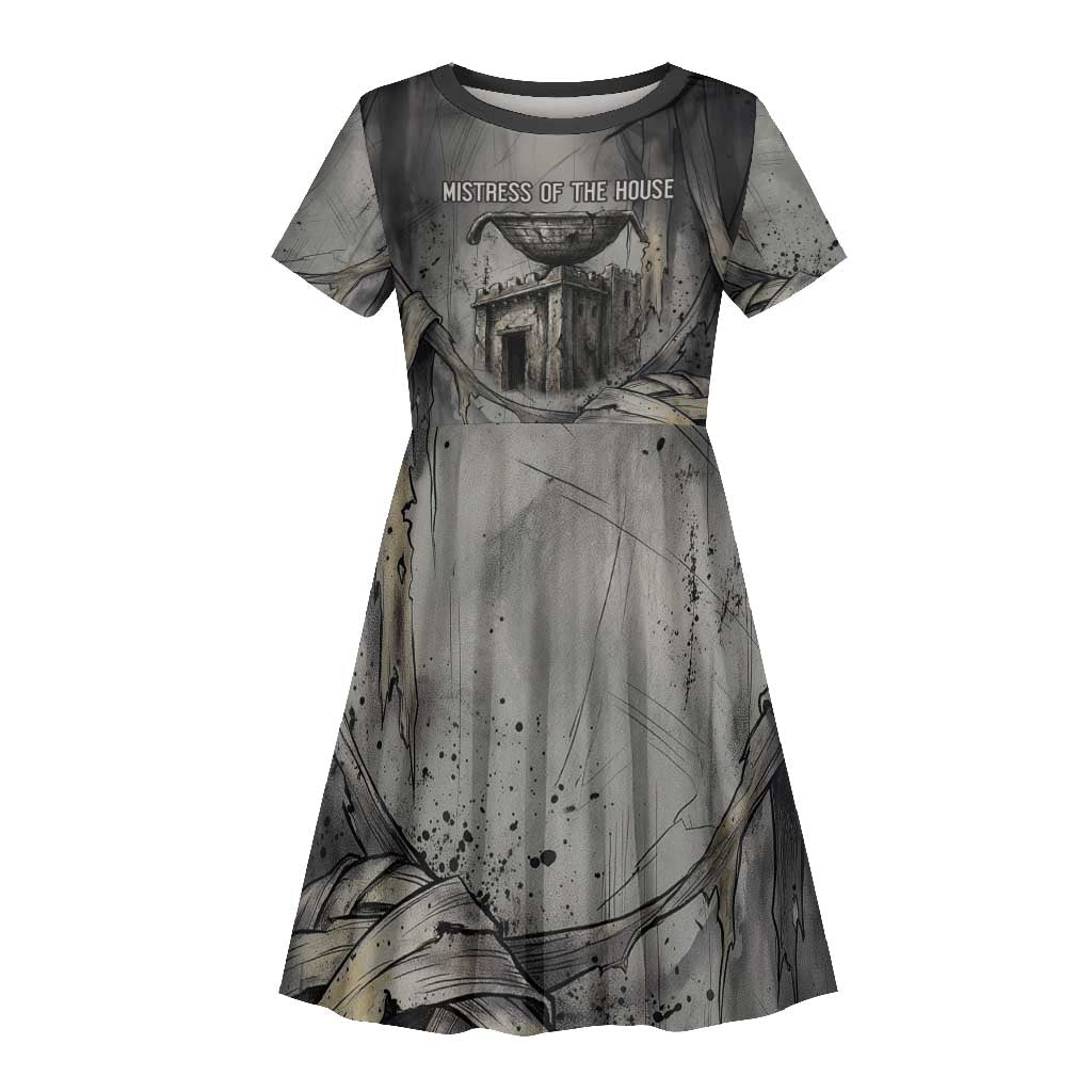 Nephthys Kid Short Sleeve Dress Mistress of the House Egyptian Goddess Wings