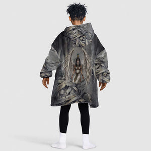 Nephthys Kid Wearable Blanket Hoodie Mistress of the House Egyptian Goddess Wings