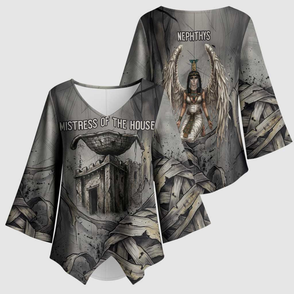 Nephthys Kimono Sleeve Blouse Mistress of the House Egyptian Goddess Wings