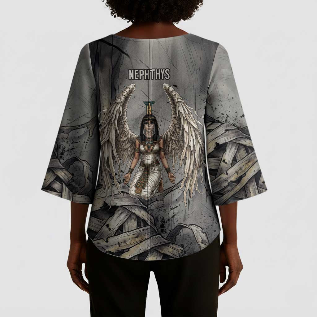 Nephthys Kimono Sleeve Blouse Mistress of the House Egyptian Goddess Wings