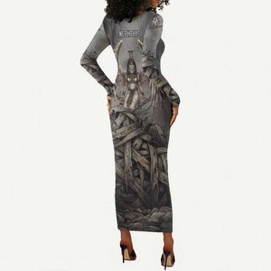 Nephthys Long Sleeve Bodycon Dress Mistress of the House Egyptian Goddess Wings