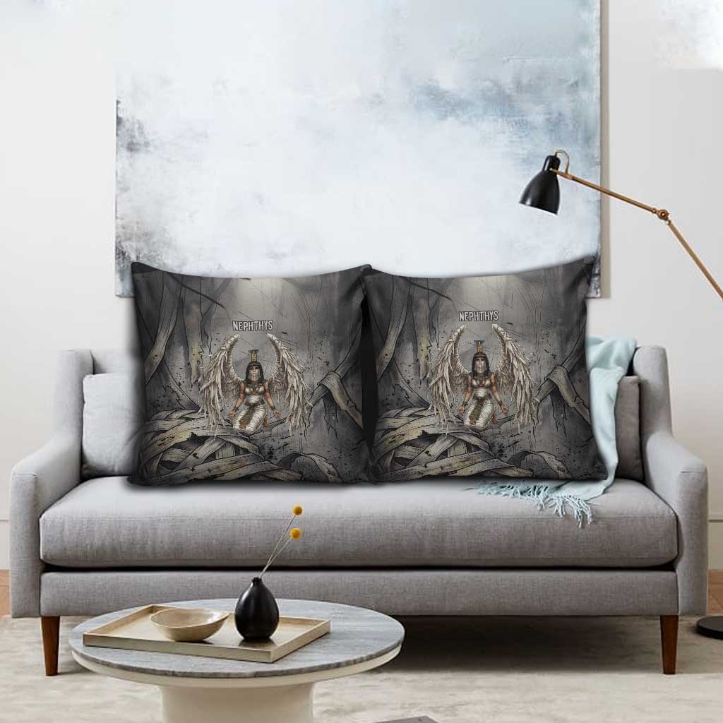 Nephthys Pillow Cover Mistress of the House Egyptian Goddess Wings