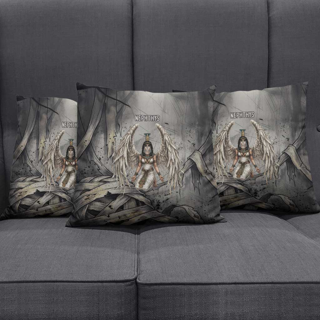 Nephthys Pillow Cover Mistress of the House Egyptian Goddess Wings