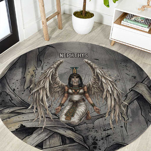 Nephthys Round Carpet Mistress of the House Egyptian Goddess Wings