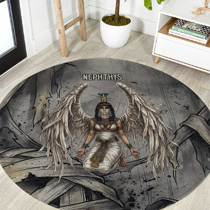 Nephthys Round Carpet Mistress of the House Egyptian Goddess Wings