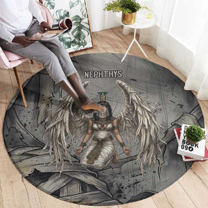 Nephthys Round Carpet Mistress of the House Egyptian Goddess Wings