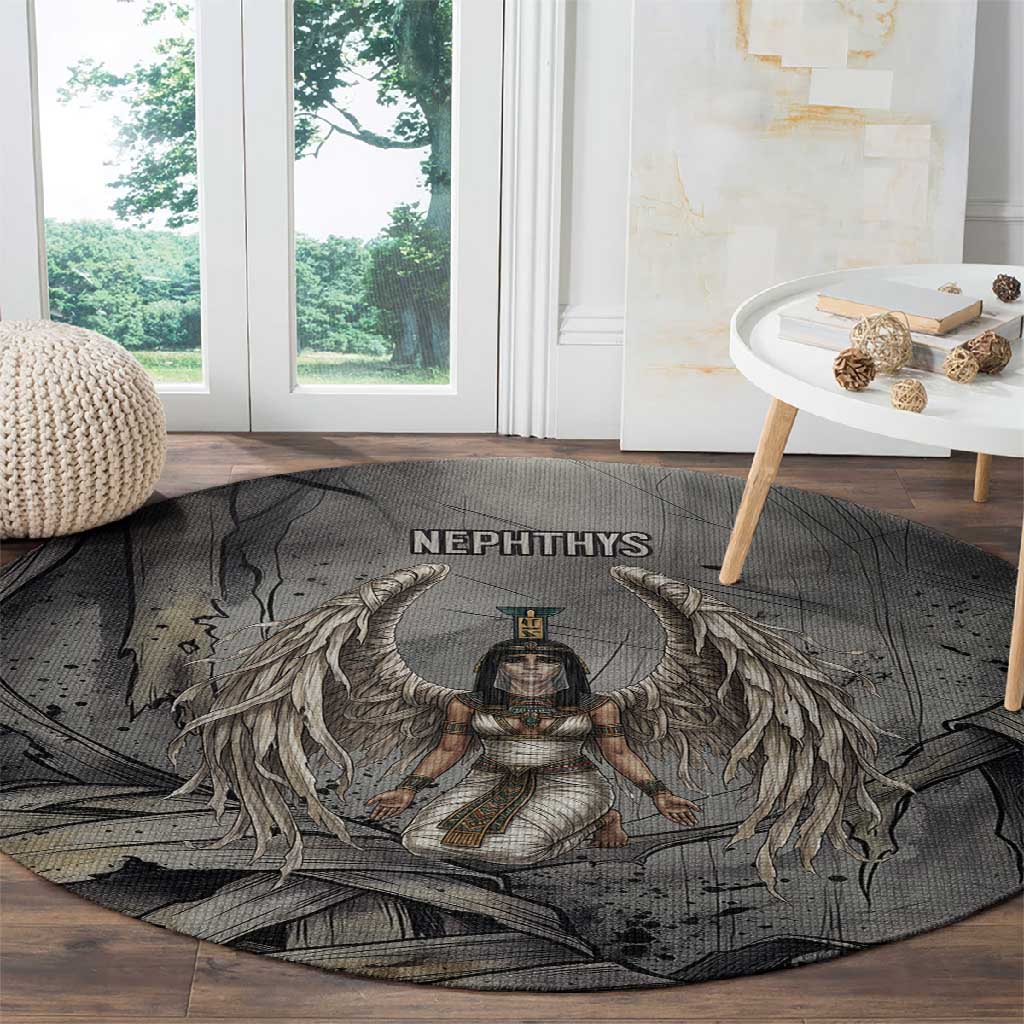 Nephthys Round Carpet Mistress of the House Egyptian Goddess Wings