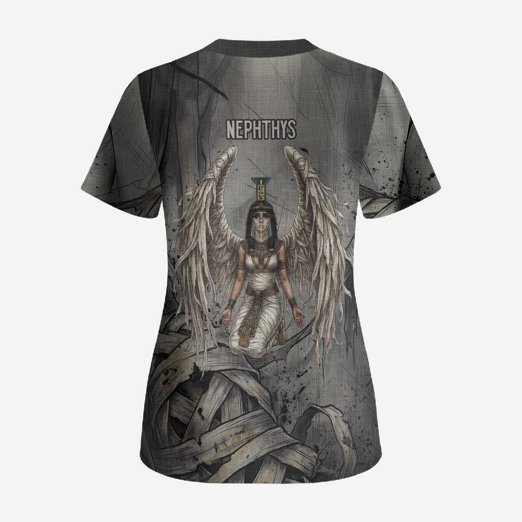 Nephthys Scrub Top Mistress of the House Egyptian Goddess Wings