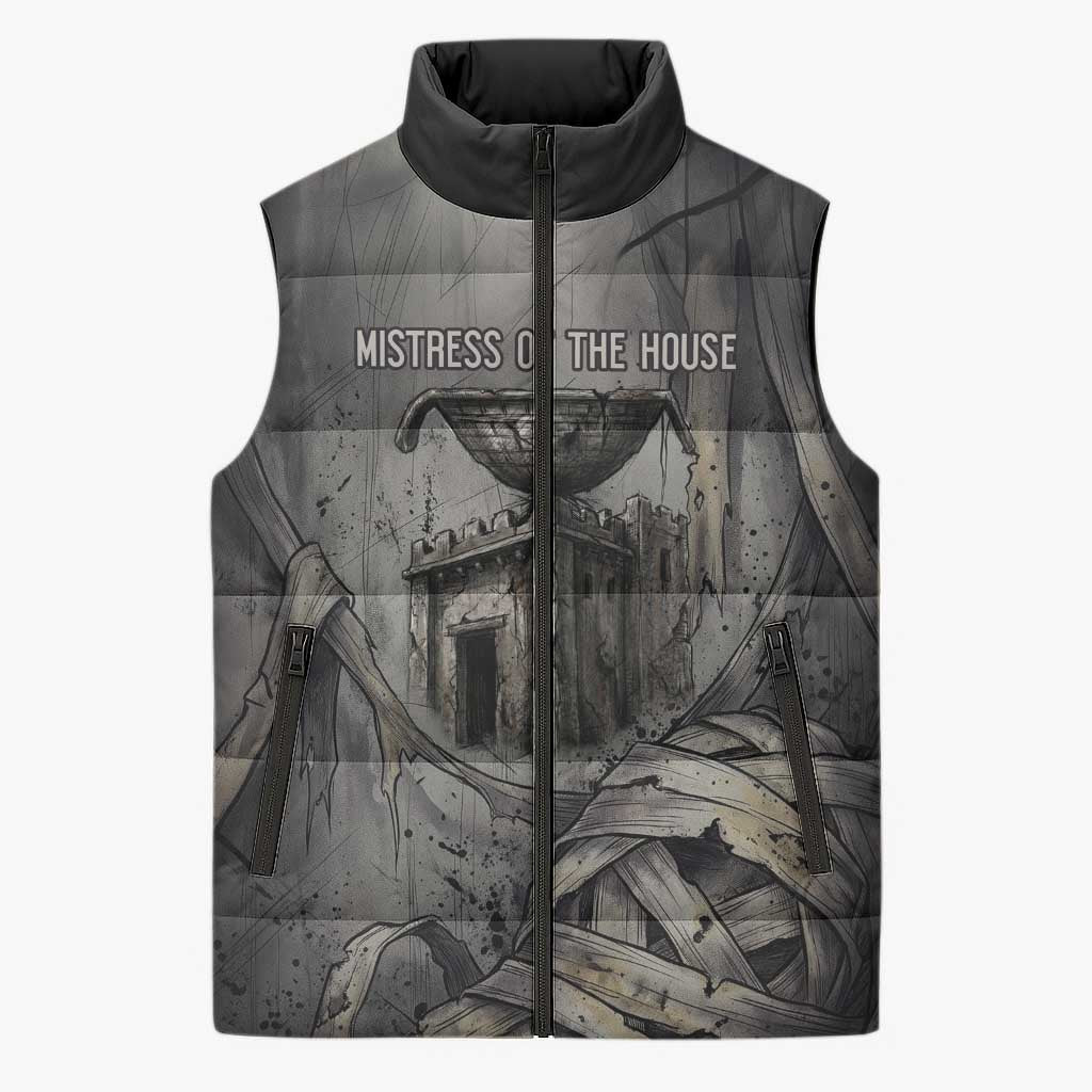 Nephthys Sleeveless Puffer Jacket Mistress of the House Egyptian Goddess Wings