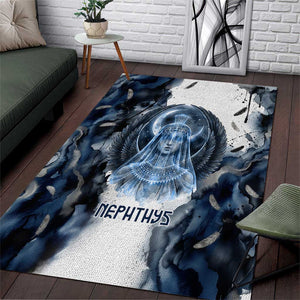 Nephthys Egyptian Area Rug The Dark Sister Falcon Wings Moon Veil