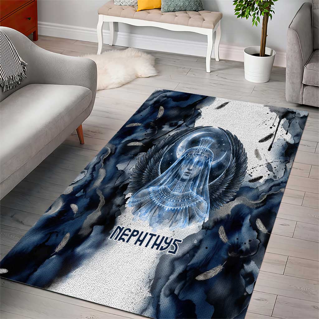 Nephthys Egyptian Area Rug The Dark Sister Falcon Wings Moon Veil