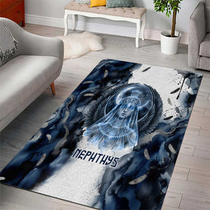 Nephthys Egyptian Area Rug The Dark Sister Falcon Wings Moon Veil