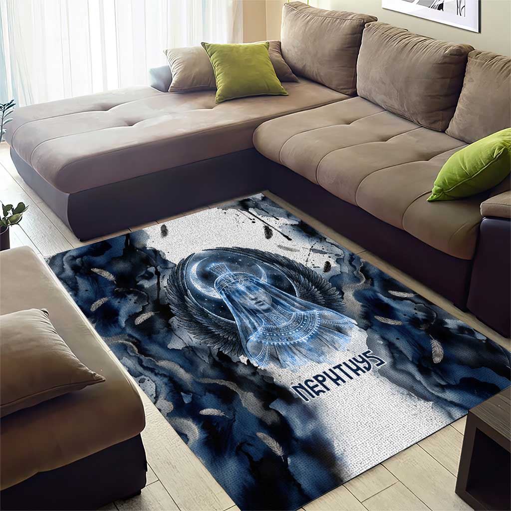 Nephthys Egyptian Area Rug The Dark Sister Falcon Wings Moon Veil
