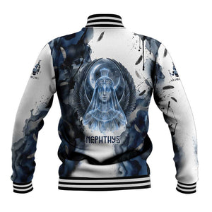 Nephthys Egyptian Baseball Jacket The Dark Sister Falcon Wings Moon Veil
