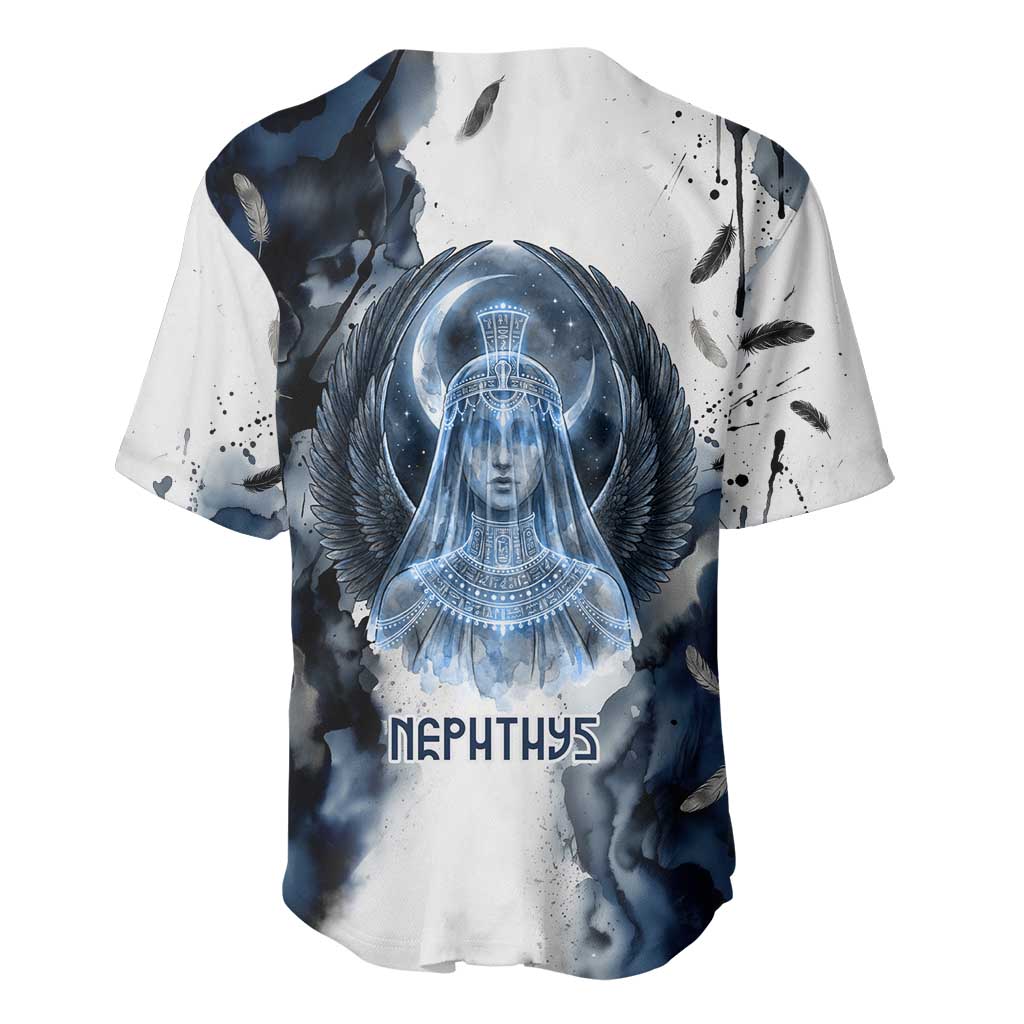 Nephthys Egyptian Baseball Jersey The Dark Sister Falcon Wings Moon Veil