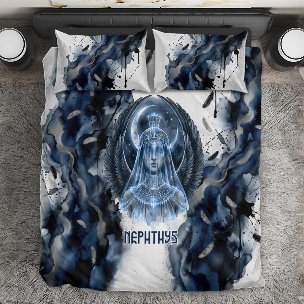 Nephthys Egyptian Bedding Set The Dark Sister Falcon Wings Moon Veil