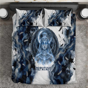 Nephthys Egyptian Bedding Set The Dark Sister Falcon Wings Moon Veil