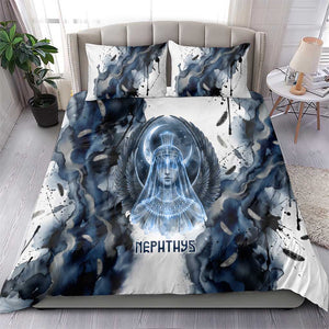 Nephthys Egyptian Bedding Set The Dark Sister Falcon Wings Moon Veil