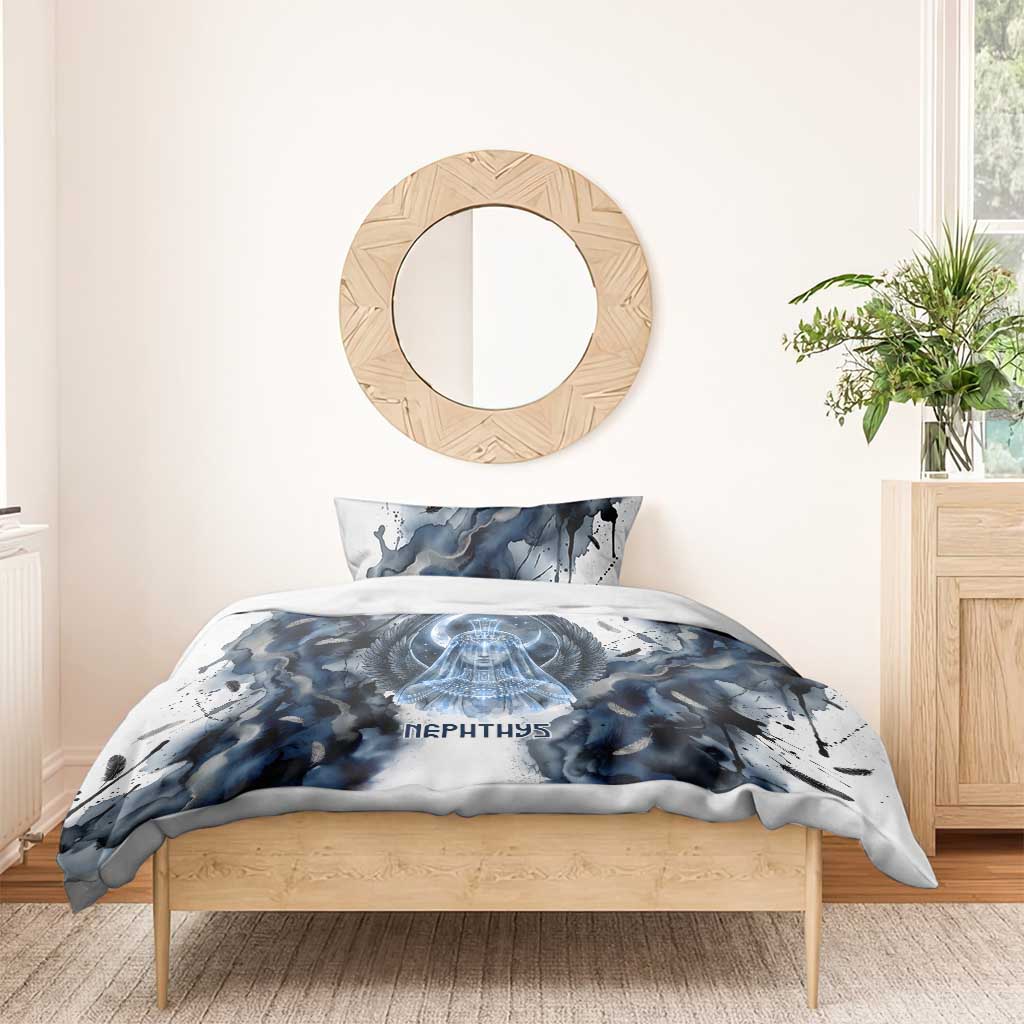 Nephthys Egyptian Bedding Set The Dark Sister Falcon Wings Moon Veil