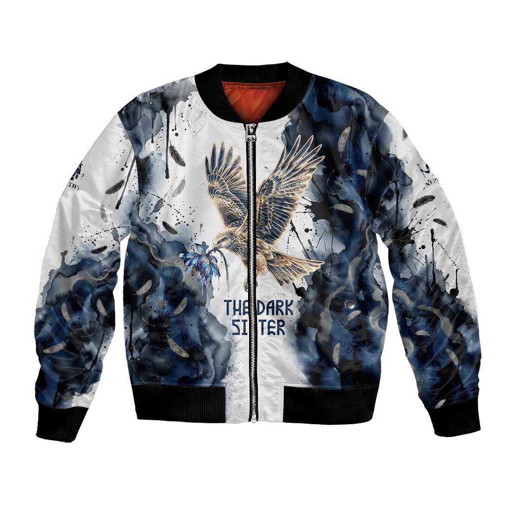 Nephthys Egyptian Bomber Jacket The Dark Sister Falcon Wings Moon Veil