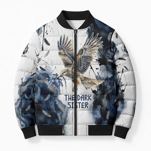 Nephthys Egyptian Bomber Puffer Jacket The Dark Sister Falcon Wings Moon Veil