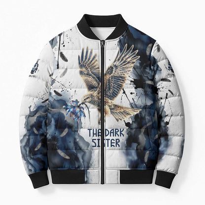 Nephthys Egyptian Bomber Puffer Jacket The Dark Sister Falcon Wings Moon Veil