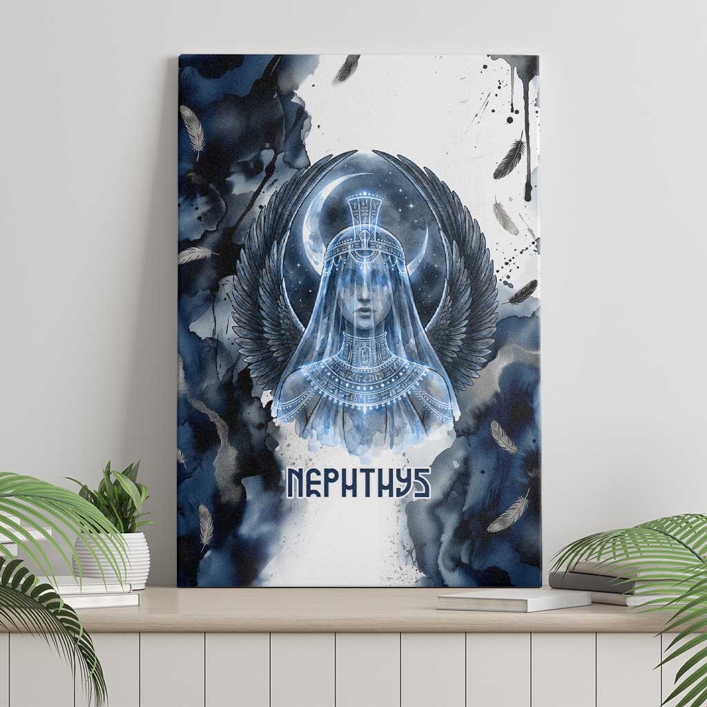 Nephthys Egyptian Canvas Wall Art The Dark Sister Falcon Wings Moon Veil