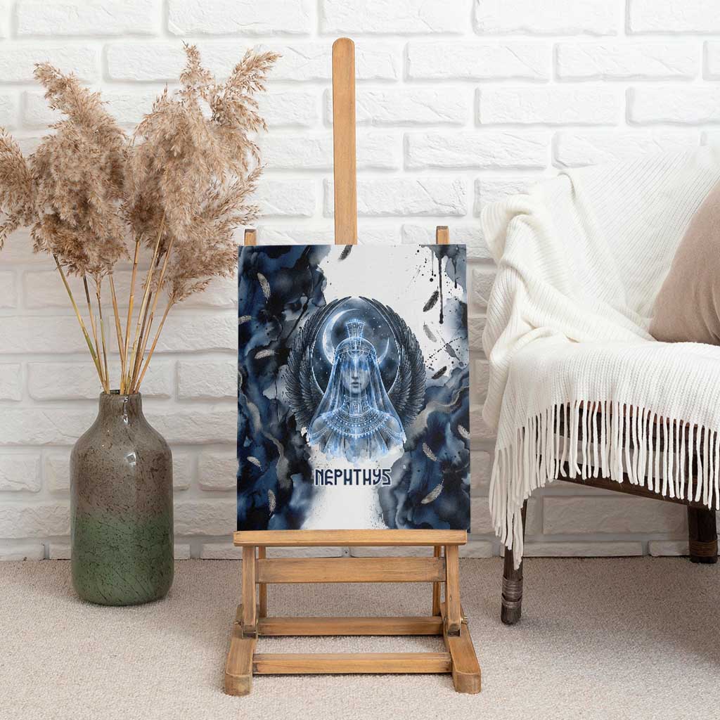 Nephthys Egyptian Canvas Wall Art The Dark Sister Falcon Wings Moon Veil