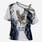 Nephthys Egyptian Cross Shoulder Shirt The Dark Sister Falcon Wings Moon Veil
