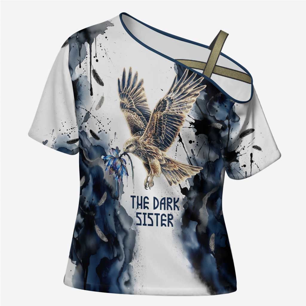 Nephthys Egyptian Cross Shoulder Shirt The Dark Sister Falcon Wings Moon Veil