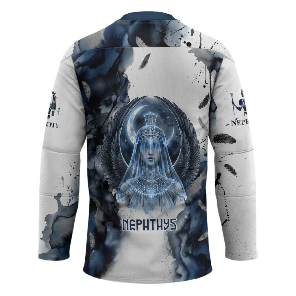 Nephthys Egyptian Hockey Jersey The Dark Sister Falcon Wings Moon Veil