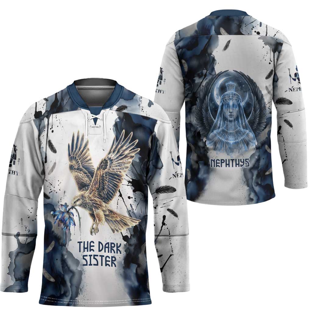 Nephthys Egyptian Hockey Jersey The Dark Sister Falcon Wings Moon Veil