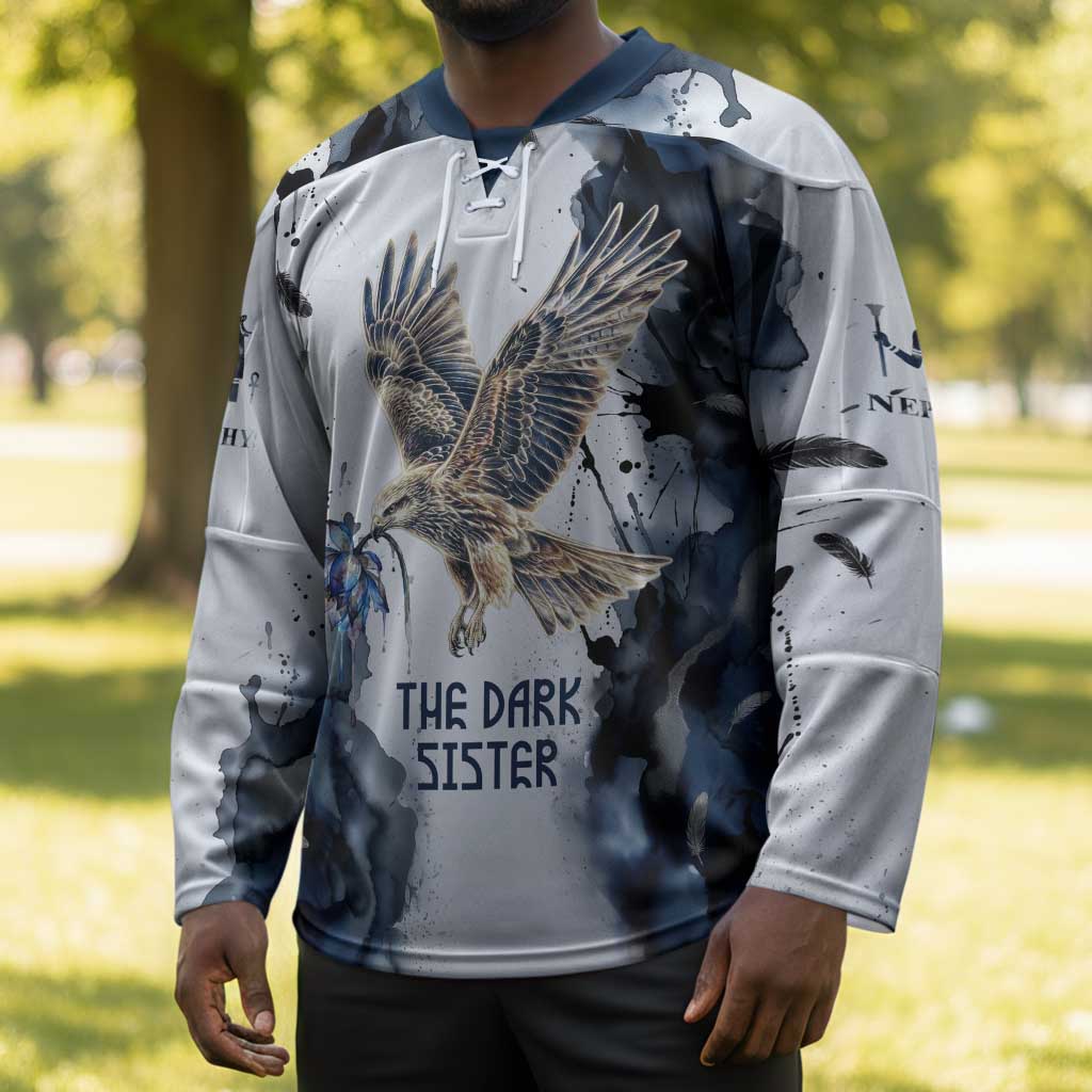 Nephthys Egyptian Hockey Jersey The Dark Sister Falcon Wings Moon Veil
