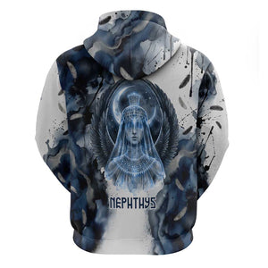 Nephthys Egyptian Hoodie The Dark Sister Falcon Wings Moon Veil