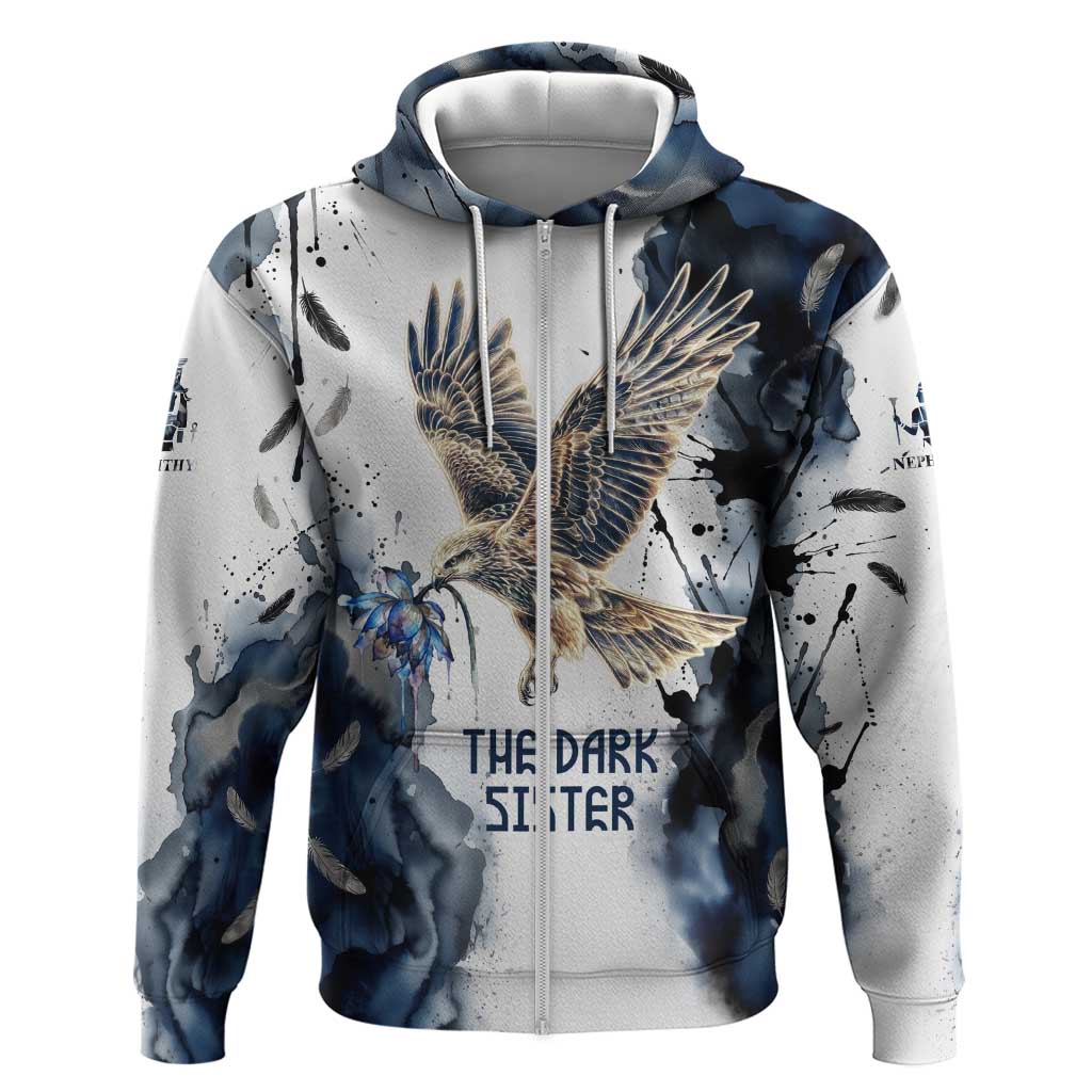 Nephthys Egyptian Hoodie The Dark Sister Falcon Wings Moon Veil