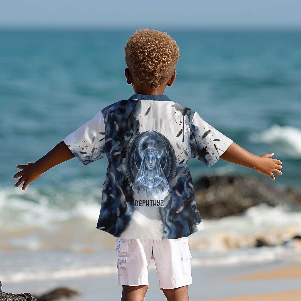 Nephthys Egyptian Kid Hawaiian Shirt The Dark Sister Falcon Wings Moon Veil