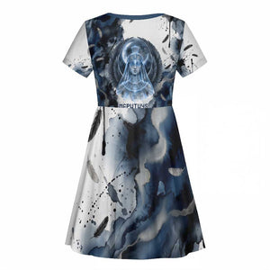 Nephthys Egyptian Kid Short Sleeve Dress The Dark Sister Falcon Wings Moon Veil