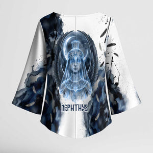 Nephthys Egyptian Kimono Sleeve Blouse The Dark Sister Falcon Wings Moon Veil