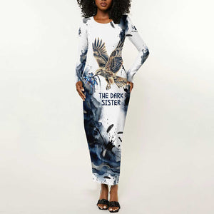 Nephthys Egyptian Long Sleeve Bodycon Dress The Dark Sister Falcon Wings Moon Veil