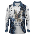 Nephthys Egyptian Long Sleeve Polo Shirt The Dark Sister Falcon Wings Moon Veil