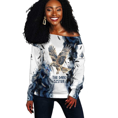 Nephthys Egyptian Off Shoulder Sweater The Dark Sister Falcon Wings Moon Veil