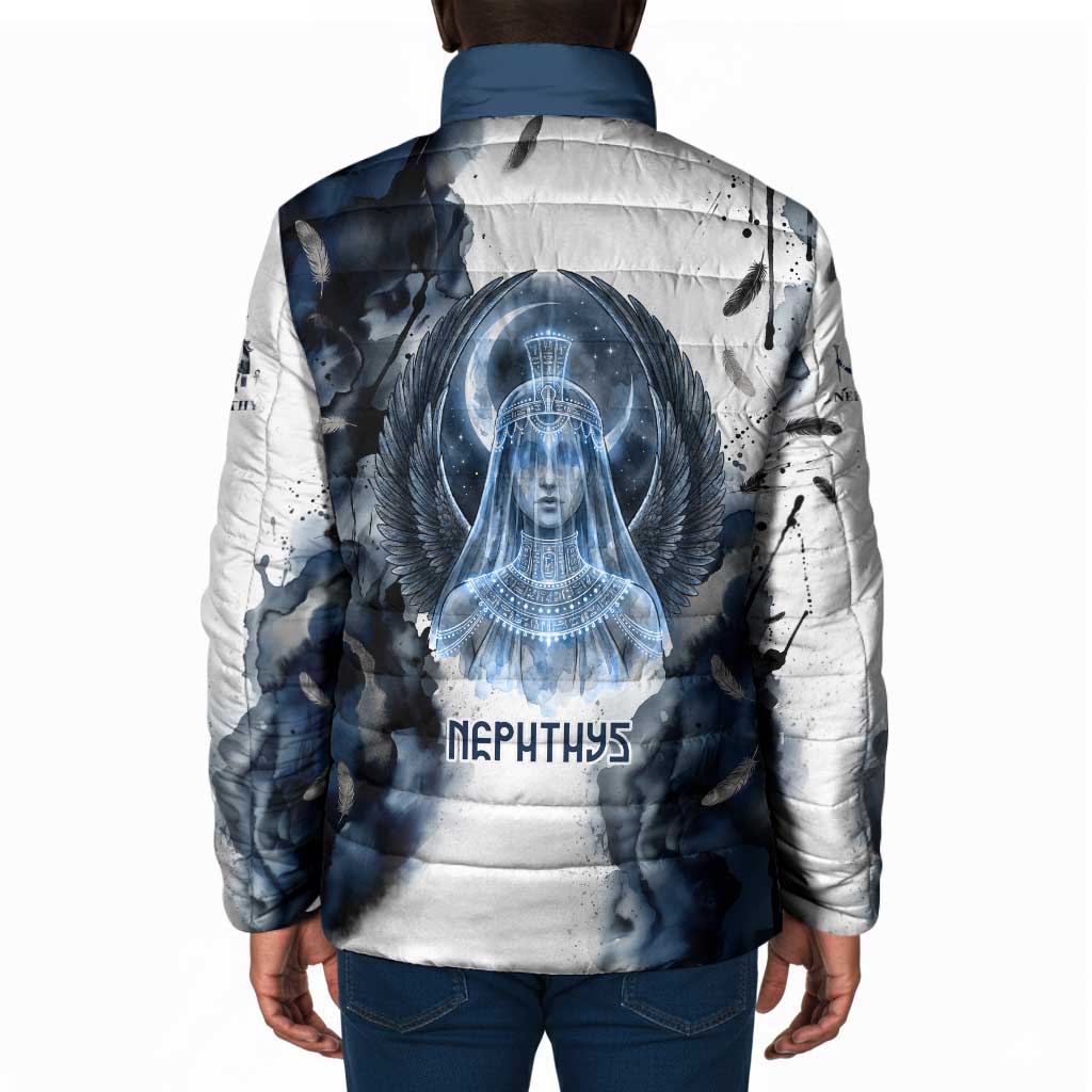 Nephthys Egyptian Padded Jacket The Dark Sister Falcon Wings Moon Veil