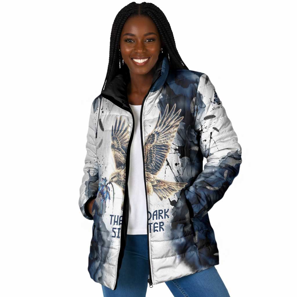 Nephthys Egyptian Padded Jacket The Dark Sister Falcon Wings Moon Veil