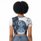 Nephthys Egyptian Raglan Cropped T shirt The Dark Sister Falcon Wings Moon Veil