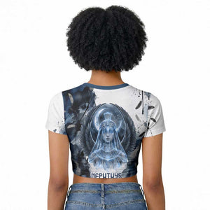 Nephthys Egyptian Raglan Cropped T shirt The Dark Sister Falcon Wings Moon Veil