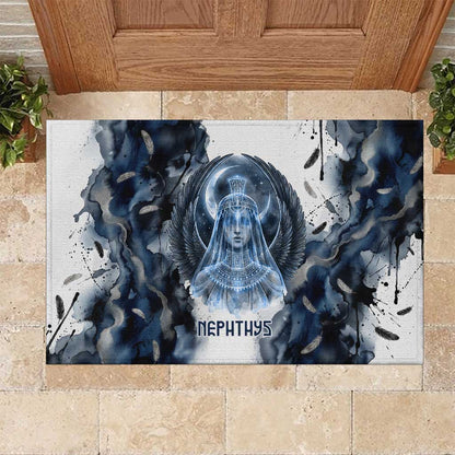 Nephthys Egyptian Rubber Doormat The Dark Sister Falcon Wings Moon Veil